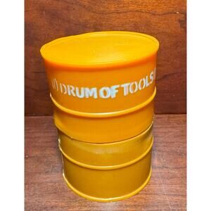 Vintage Small Orange Plastic Drum Of Tools Interchangeable Drivers Tool Kit